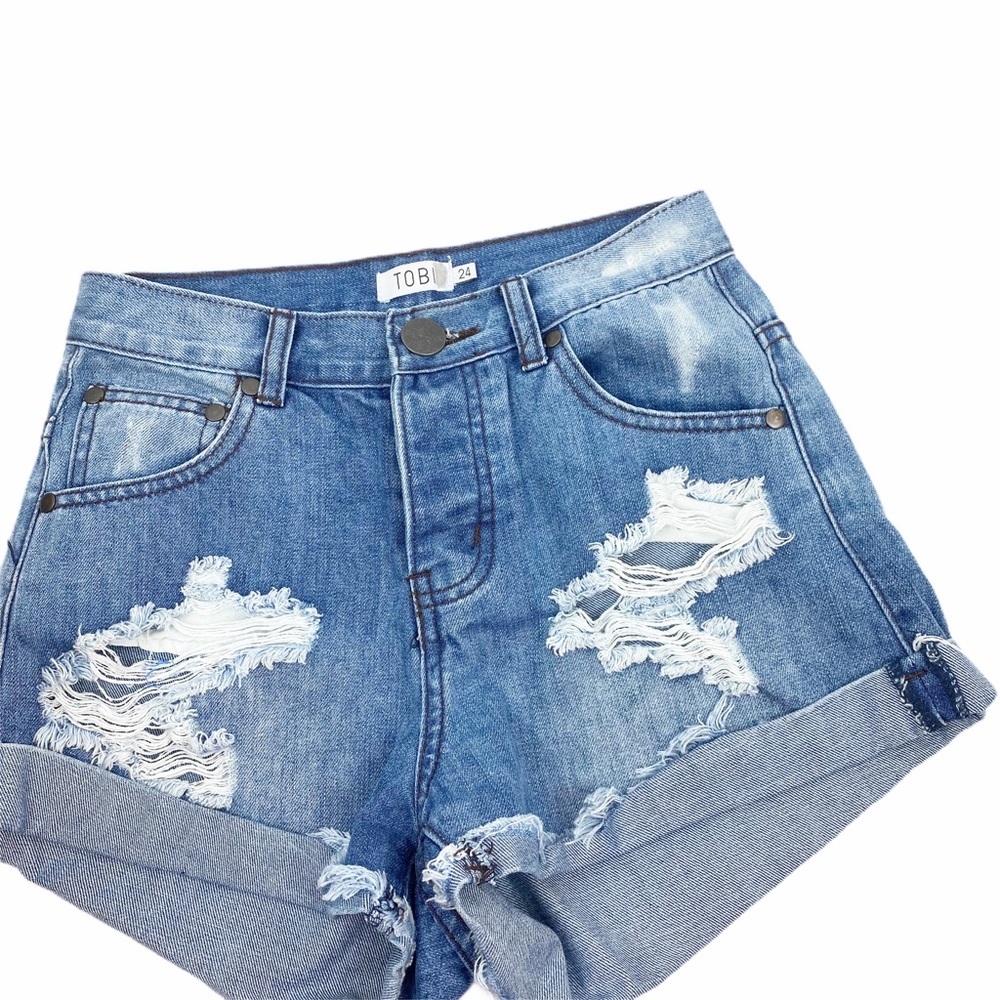 Tobi High Rise Jean Shorts Distressed Size 24